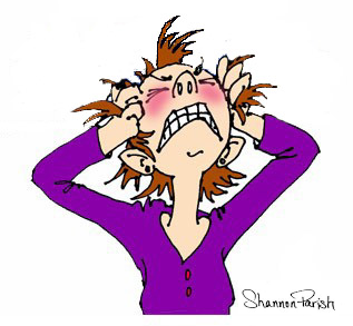 Cartoon of a woman pulling her hair out.