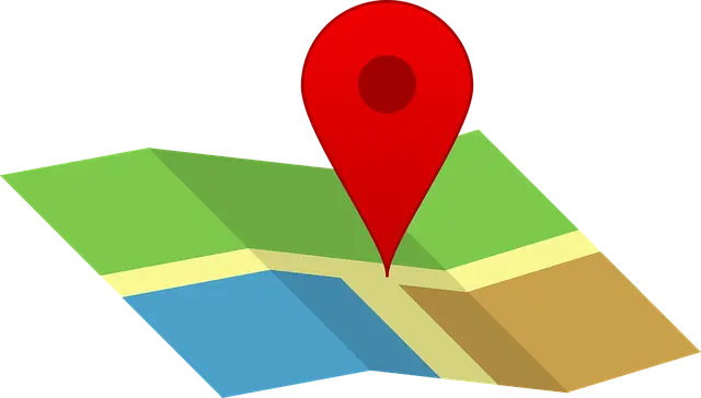 Abstract graphic of a map with a location pin hovering over it.