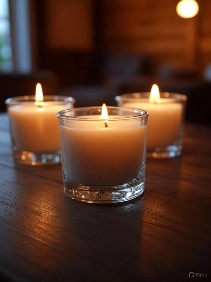 Three vanilla scented candles
