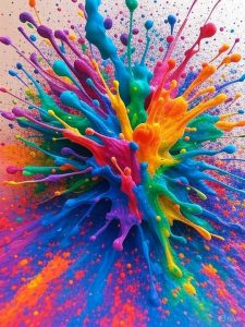 AI generated image of colorful paint splashes